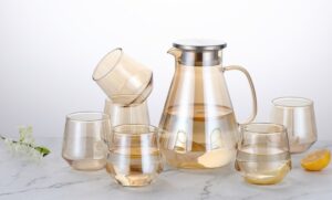 Luxury Amber Glass Water Jug Set