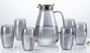 Modern Smoke Grey Glass Water Jug Set