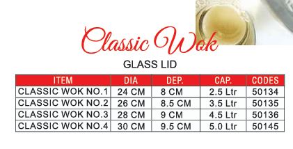 Sonex Classic Non-Stick Wok with Glass Lid – Deep Frying Pan with Long Handle (24cm–30cm | 2.5L–5L Capacity)