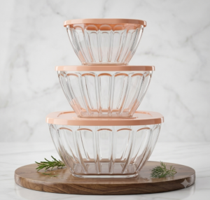 3 Piece Glass Storage Bowl Set with Airtight Lids – Premium Kitchen Food Storage Containers