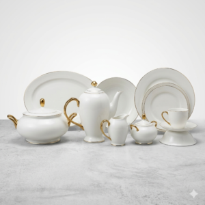 Luxury White & Gold Porcelain Dinner Set