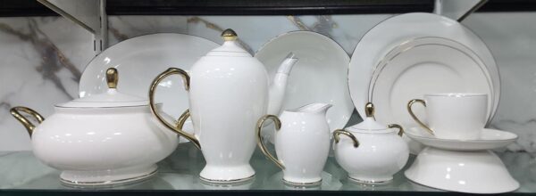 2.2 Luxury White & Gold Porcelain Dinner Set – Elegant Tea & Dining Crockery Set