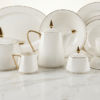3.1 Premium White Porcelain Dinner Set with Gold Accent – Luxury Tea & Dining Crockery Set