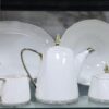 3.2 Premium White Porcelain Dinner Set with Gold Accent – Luxury Tea & Dining Crockery Set