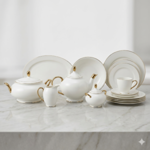 Premium white porcelain tea set