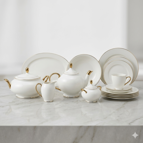 4.1 Premium white porcelain tea set