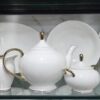 4.2 Elegant White Porcelain Tea Set with Gold Trim – Complete Dinnerware & Tea Serving Set