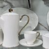 Luxury White Porcelain Tea & Dinner Set with Gold Rim – Elegant Serving Set
