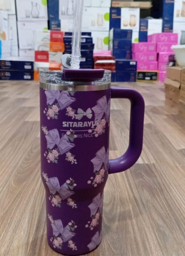 1 Stanley Printed Insulated Tumbler 40oz – Stylish Pattern Stainless Steel Travel Mug with Straw & Lid (Hot & Cold)