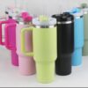 3 40oz Insulated Stainless Steel Tumbler with Handle & Straw – Leakproof Travel Mug for Hot & Cold Drinks