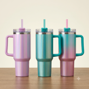 Multi-Color Insulated Stainless Steel Tumbler with Handle & Straw – 40oz Leakproof Travel Mug for Hot & Cold Drinks