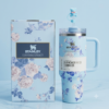 Stanley Style Floral Printed Insulated Tumbler 40oz with Handle & Straw – Stainless Steel Quencher Travel Mug