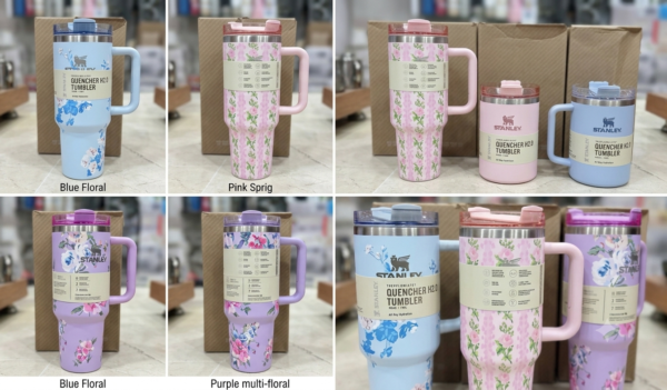 Stanley Style Floral Printed Insulated Tumbler 40oz with Handle & Straw – Stainless Steel Quencher Travel Mug