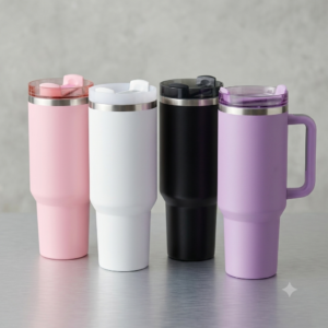 40oz Insulated Stainless Steel Tumbler with Handle & Straw – Leakproof Travel Mug for Hot & Cold Drinks