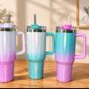 Multi-color Multi-Color Insulated Stainless Steel Tumbler with Handle & Straw – 40oz Leakproof Travel Mug for Hot & Cold Drinks