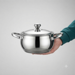 55 Stainless Steel Cooking Pot with Lid – Durable Multipurpose Kitchen Cookware