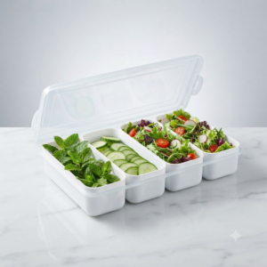 4-Compartment Food Storage Container with Lid – Multi-Section Meal Prep Box