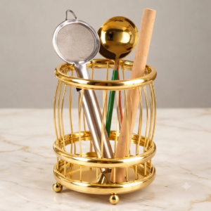 Luxury Gold Metal Utensil Holder – Kitchen Cutlery & Tool Organizer