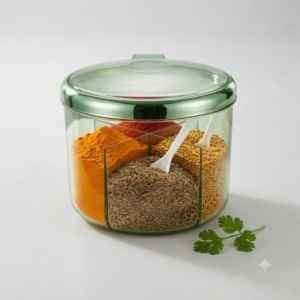 3-Compartment Airtight Spice Storage Container with Spoon