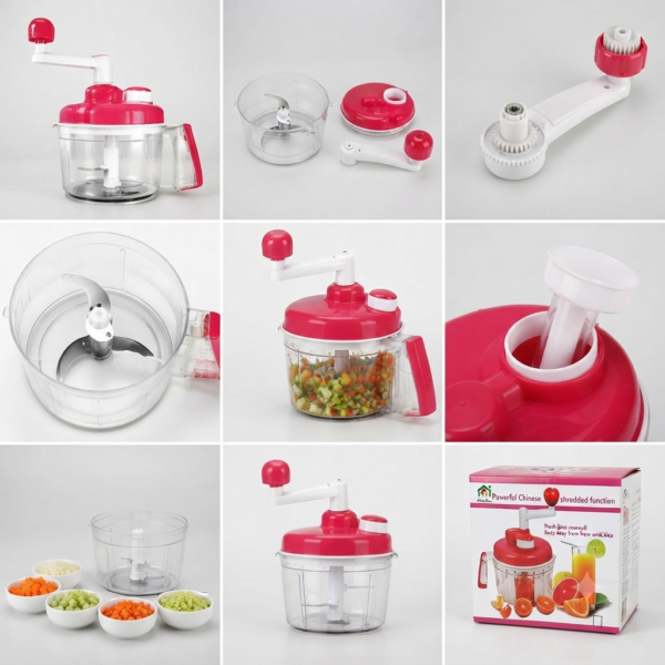 Manual Hand-Crank Food Chopper & Vegetable Processor – Multi-Purpose Kitchen Cutter