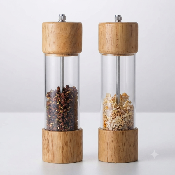 78 One Piece Premium Wooden Salt & Pepper Grinder Set with Acrylic Body