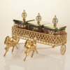 83 Luxury Gold Horse Cart 3-Piece Glass Jar Set with Decorative Stand