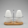 84 Elegant Ceramic Salt & Pepper Shaker Set with Wooden Base & Metal Holder