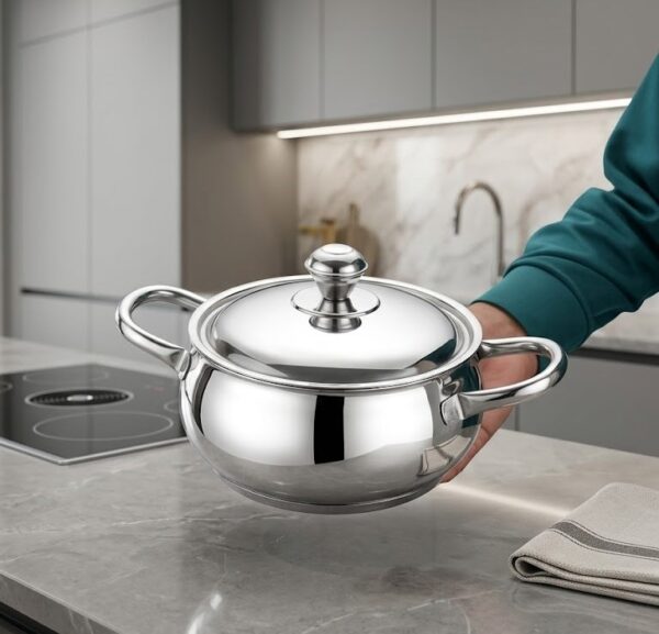 Stainless Steel Cooking Pot with Lid – Durable Multipurpose Kitchen Cookware