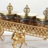 WhatsApp Image 2026-06-29 at 2.47.49 PM Luxury Gold Horse Cart 3-Piece Glass Jar Set with Decorative Stand