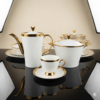 1 Luxe Gold Rim Porcelain Tea & Coffee Serving Set – White Elegance Collection