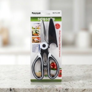12 Multi-Function Kitchen Scissors with Protective Cover – Heavy-Duty Stainless Steel Shears