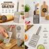 13 Premium Stainless Steel Grater – 4-Sided Kitchen Cheese & Vegetable Grater with Comfortable Handle