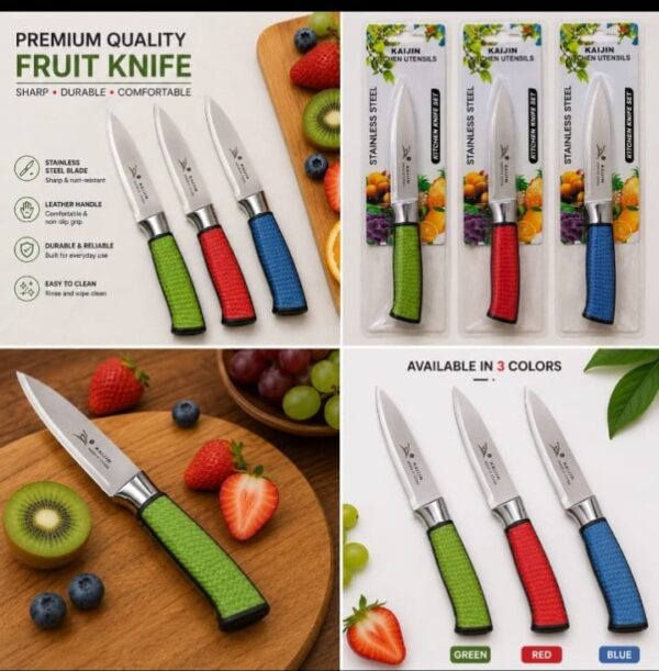 16.16 Premium Stainless Steel Fruit Knife with Comfortable Non-Slip Handle Pair of 3 set– Sharp Kitchen Paring Knife for Fruits & Vegetables