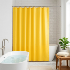 17 Waterproof PEVA Shower Curtain with Hooks – 180 × 180 cm Bathroom Curtain