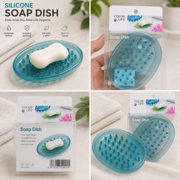 Silicone Soap Dish with Drainage Design – Durable, BPA-Free & Easy-Clean Soap Holder for Bathroom, Kitchen & Sink