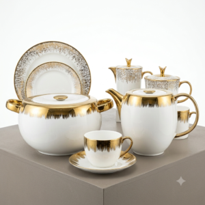Imperial Gold Porcelain Tea & Coffee Serving Set – Luxury White Collection