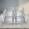 32 Premium Crystal Glass Serving Set – 4-Piece Square Dessert & Snack Bowls with Tray