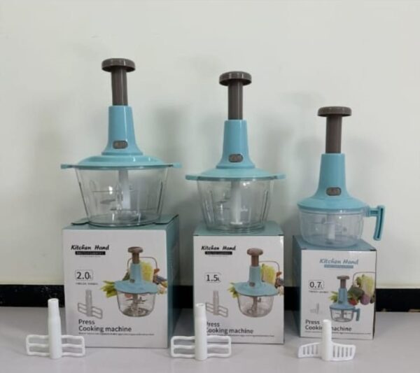 Manual Pull Chopper & Food Processor – Multi-Size Vegetable, Onion & Garlic Cutter