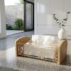 34.34 Elegant Wooden Tissue Box Holder – Decorative Acrylic Tissue Dispenser with Gold Leaf Design