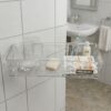 4 Clear Acrylic Bathroom Storage Organizer with Wall-Mounted Adhesive Holder – Shower & Vanity Organizer