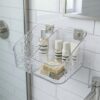 Clear Wall Mounted Bathroom Shower Organizer – Acrylic Storage Rack with Divided Compartments