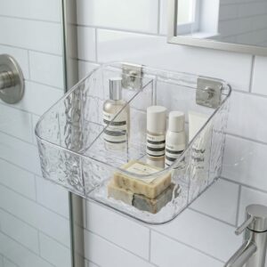 Clear Wall Mounted Bathroom Shower Organizer – Acrylic Storage Rack with Divided Compartments