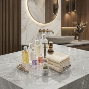 Clear Acrylic Bathroom Vanity Organizer Tray – Multipurpose Cosmetic, Skincare & Toiletry Storage Tray