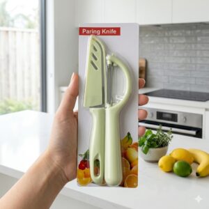 2-in-1 Paring Knife & Vegetable Peeler Set – Sharp Kitchen Fruit Peeling Knife with Ergonomic Handle