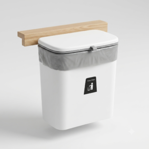 9 Wall-Mounted Kitchen Waste Bin with Lid – Space-Saving Hanging Trash Can