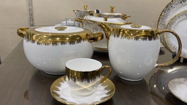 Imperial Gold Porcelain Tea & Coffee Serving Set – Luxury White Collection