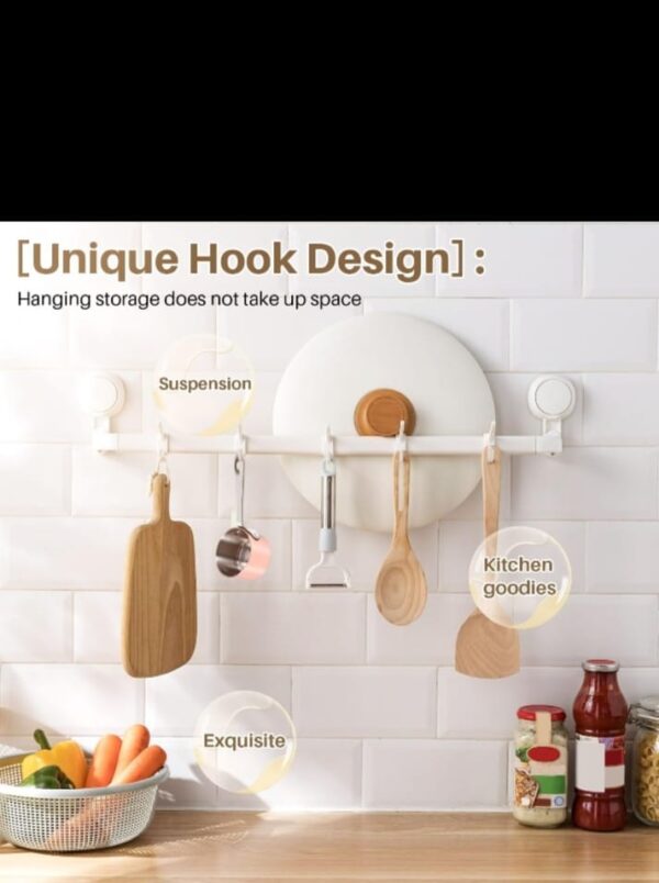 Wall-Mounted Kitchen Hanging Rack with 6 Hooks – Drill-Free Multipurpose Storage Organizer