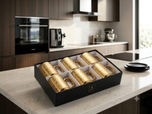 Luxury Gold Coffee Mug Set – 6-Piece Elegant Ceramic Cup Set