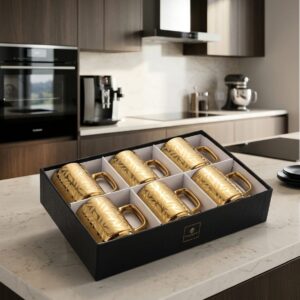 Luxury Gold Coffee Mug Set – 6-Piece Elegant Ceramic Cup Set