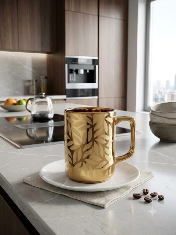 Luxury Gold Coffee Mug Set – 6-Piece Elegant Ceramic Cup Set